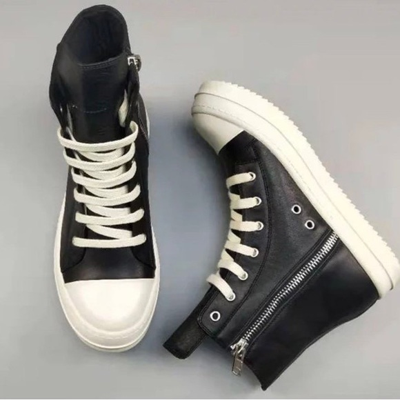 Rick Owens Shoes - Rick Owens Leather Ramones Sneakers